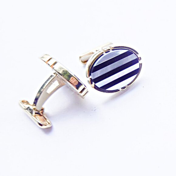 Genuine Onyx/Mother of Pearl Cufflinks - Picture 1 of 1